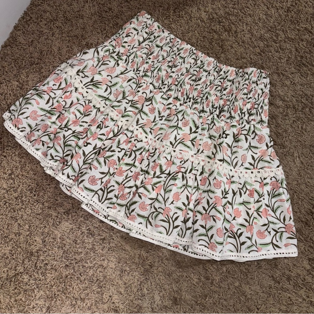 Floral Print Skirt - Pink and White